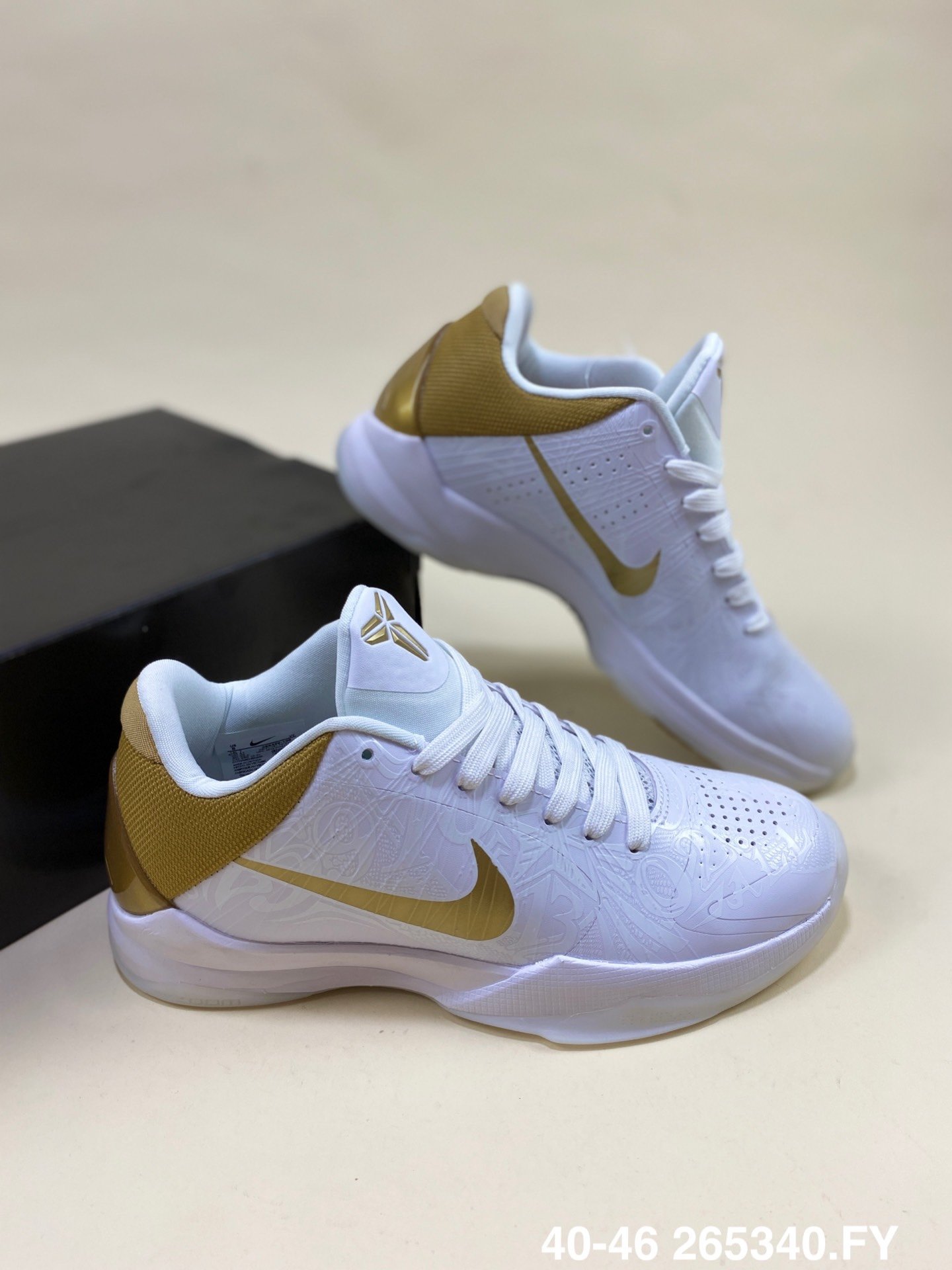 Nike Zoom Kobe 5 White Gold Shoes